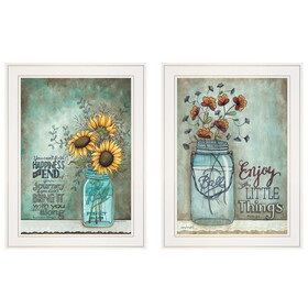 "Enjoy the Little Things/Happiness" 2-Piece Vignette by Tonya Crawford, White Frame B06787247