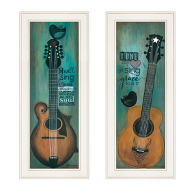 "Tune my Heart and I will Sing" 2-Piece Vignette by Tonya Crawford, White Frame B06787249