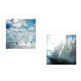 "Sailboat Marina" 2-Piece Vignette by Bluebird Barn, White Frame B06787263