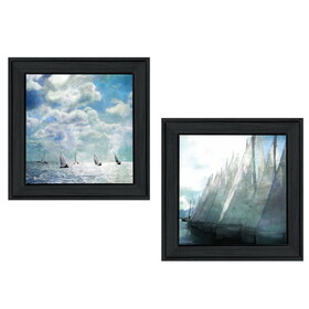 "Sailboat Marina" 2-Piece Vignette by Bluebird Barn, Black Frame B06787265