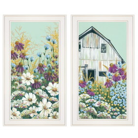 "Floral Field" 2-Piece Vignette by Michele Norman, White Frame B06787266