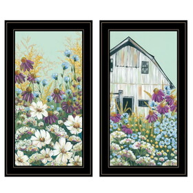 "Floral Field" 2-Piece Vignette by Michele Norman, Black Frame B06787267