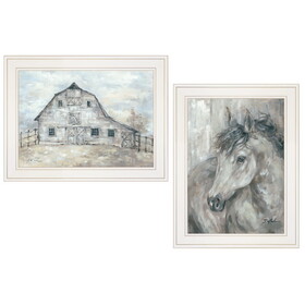 "True Spirit (Horses)" 2-Piece Vignette by Debi Coules, White Frame B06787270