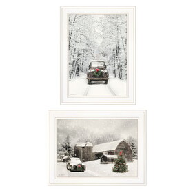 "Antique Christmas" 2-Piece Vignette by Lori Deiter, White Frame B06787277