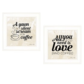 "All You Need is Coffee" 2-Piece Vignette by Susan Boyer, White Frame B06787288