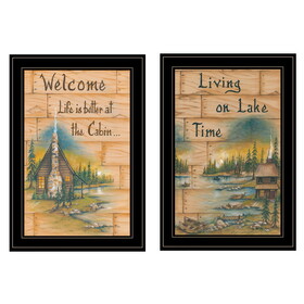 "Living on the Lake" 2-Piece Vignette by Mary June, Black Frame B06787299