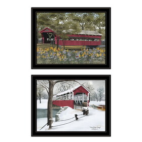 "Covered Bridge Collection" II 2-Piece Vignette by Billy Jacobs, Black Frame B06787326