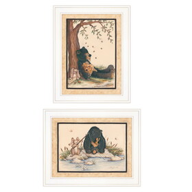 "Gone Fishing" 2-Piece Vignette by Mary June, White Frame B06787331
