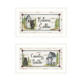 "Nature Calls" 2-Piece Vignette by Mary June, White Frame B06787335
