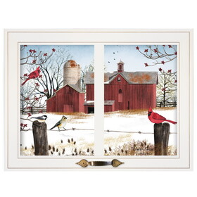 "Winter Friends" by Billy Jacobs, Ready to Hang Framed Print, White Window-Style Frame B06787346