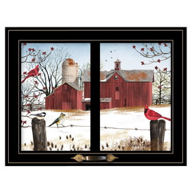 "Winter Friends" by Billy Jacobs, Ready to Hang Framed Print, Black Window-Style Frame B06787347