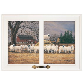 "Wool Gathering" by Bonnie Mohr, Ready to Hang Framed Print, White Window-Style Frame B06787363