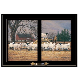 "Wool Gathering" by Bonnie Mohr, Ready to Hang Framed Print, Black Window-Style Frame B06787364