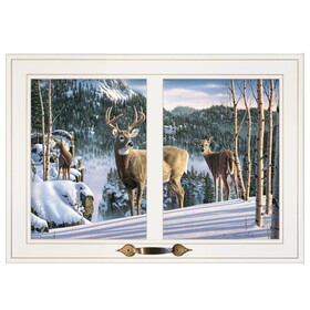 "Morning View Deer" by Kim Norlien, Ready to Hang Framed Print, White Window-Style Frame B06787371