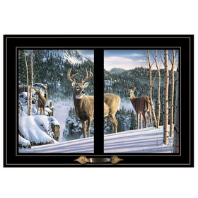 "Morning View Deer" by Kim Norlien, Ready to Hang Framed Print, Black Window-Style Frame B06787372