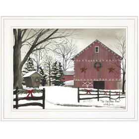 "Christmas Barn" by Billy Jacobs Ready to Hang Holiday Framed Print, White Frame B06787384