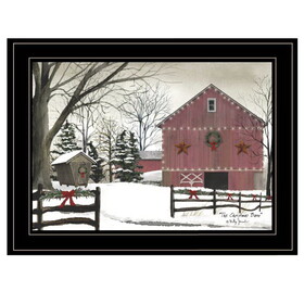 "Christmas Barn" by Billy Jacobs Ready to Hang Framed Print, Black Frame B06787385