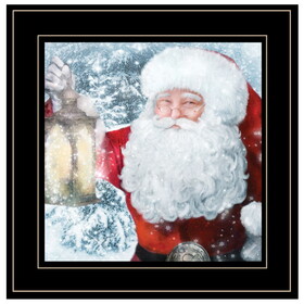 "Santa with Lantern" by Bluebird Barn Ready to Hang Framed Print, Black Frame B06787393