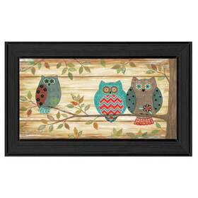 "Three Wise Owls" by Annie LaPoint, Ready to Hang Framed Print, Black Frame B06787407