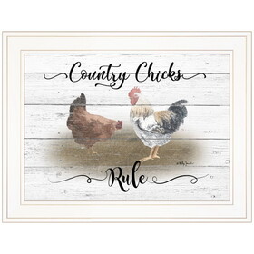 "Country Chicks Rule" by Billy Jacobs, Ready to Hang Framed Print, White Frame B06787490