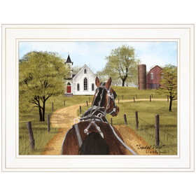 "Amish on Sunday Drive" by Billy Jacobs, Ready to Hang Framed Print, White Frame B06787518