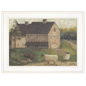 "Stone Barn" by Pam Britton, Ready to Hang Framed Print, White Frame B06787563