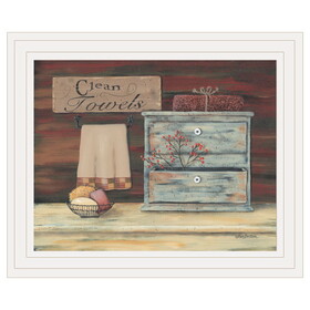 "Clean Towels" by Pam Britton, Ready to Hang Framed Print, White Frame B06787565