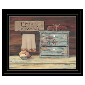 "Clean Towels" by Pam Britton, Ready to Hang Framed Print, Black Frame B06787566
