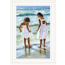 "Two Girls at the Beach" by Georgia Janisse, Ready to Hang Framed Print, White Frame B06787621
