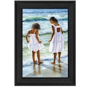 "Two Girls at the Beach" by Georgia Janisse, Ready to Hang Framed Print, Black Frame B06787622