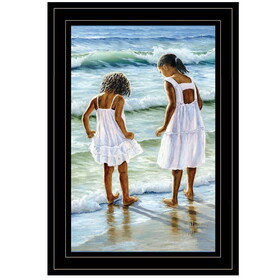 "Two Girls at the Beach" by Georgia Janisse, Ready to Hang Framed Print, Black Frame B06787623