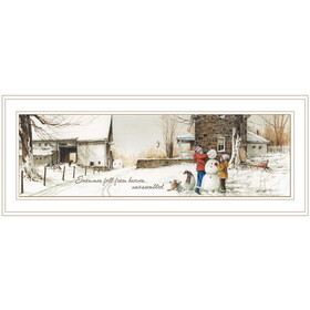 "Snowmen from Heaven" by John Rossini, Ready to Hang Framed Print, White Frame B06787631