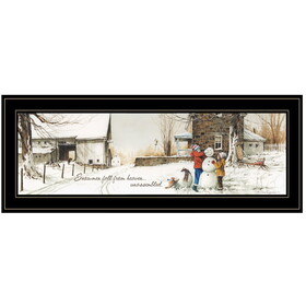 "Snowmen from Heaven" by John Rossini, Ready to Hang Framed Print, Black Frame B06787632