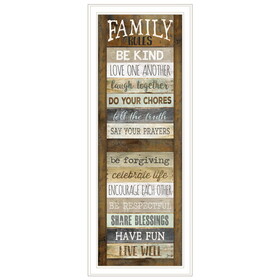 "Family Rules Shutter" by Marla Rae, Ready to Hang Framed Print, White Frame B06787657