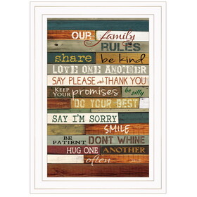 "Our Family Rules" by Marla Rae, Ready to Hang Framed Print, White Frame B06787667