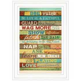 "Dog Rules" by Marla Rae, Ready to Hang Framed Print, White Frame B06787673