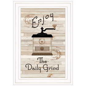 "Enjoy the Daily Grind" by Trendy Decor 4U, Ready to Hang Framed Print, White Frame B06787697