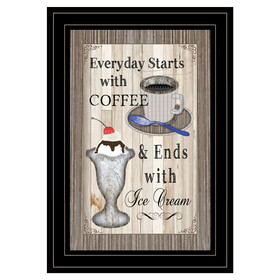"Everyday Starts with Coffee" by Trendy Decor 4U, Ready to Hang Framed Print, Black Frame B06787730