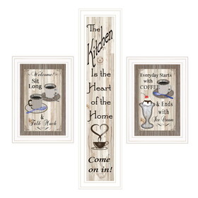 "Come on In" 3-Piece Vignette by TrendyDecor4U, White Frame B06787813