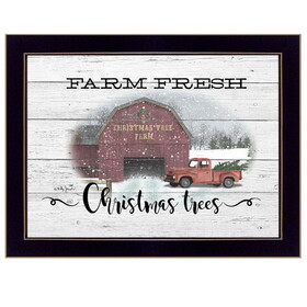 "Farm Fresh Christmas Trees" by Billy Jacobs, Ready to Hang Framed Print, Black Frame B06787852