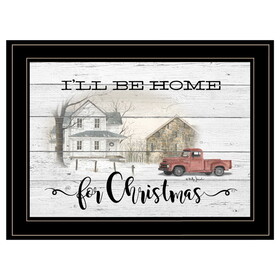 "I'll be home for Christmas" by Billy Jacobs, Ready to Hang Framed Print, Black Frame B06787854