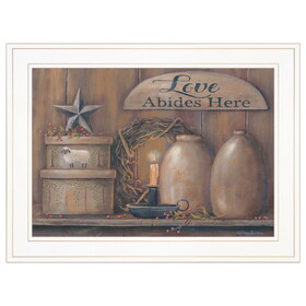 "Love Abides Here Shelf" by Pam Britton, Ready to Hang Framed Print, White Frame B06787961