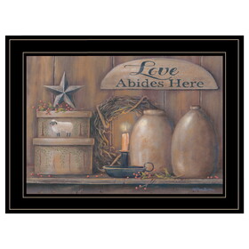 "Love Abides Here Shelf" by Pam Britton, Ready to Hang Framed Print, Black Frame B06787962