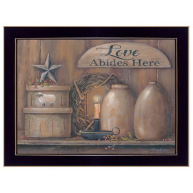 "Love Abides Here Shelf" by Pam Britton, Ready to Hang Framed Print, Black Frame B06787963