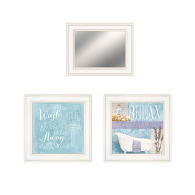 "Wash Collection" 3-Piece Vignette by Mollie B, Ready to Hang Framed Print, White Frame B06788188