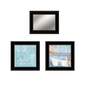 "Wash Collection" 3-Piece Vignette by Mollie B, Ready to Hang Framed Print, Black Frame B06788190
