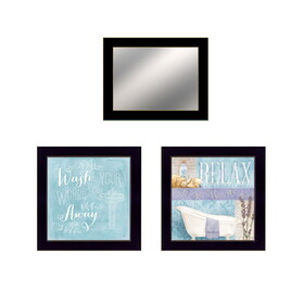 "Wash Collection" 3-Piece Vignette by Mollie B, Ready to Hang Framed Print, Black Frame B06788192