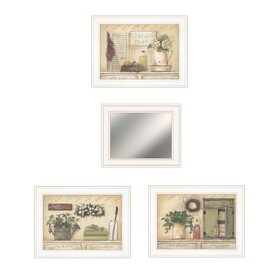"Garden Bath Collection " 4-Piece Vignette by Pam Britton, Ready to Hang Framed Print, White Frame B06788194