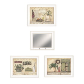 "Garden Bath Collection " 4-Piece Vignette by Pam Britton, Ready to Hang Framed Print, White Frame B06788195