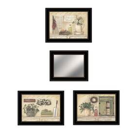 "Garden Bath Collection " 4-Piece Vignette by Pam Britton, Ready to Hang Framed Print, Black Frame B06788196
